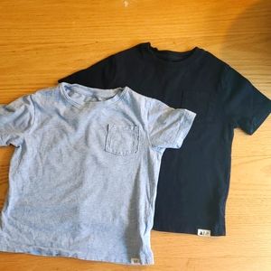 Two (2) Gap blue short sleeve t-shirts, size 4T. 1 navy blue, 1 sky blue.